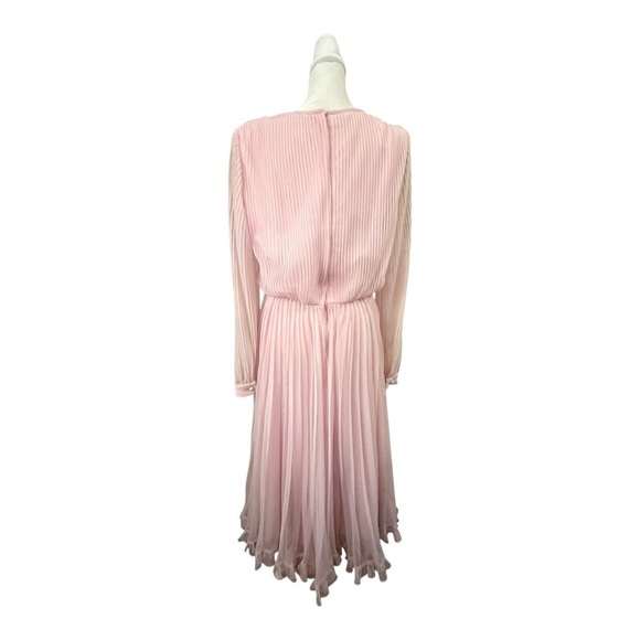 Vintage Miss Elliette Pink Pleated Dress 1980s Midi California Designer - Picture 14 of 16
